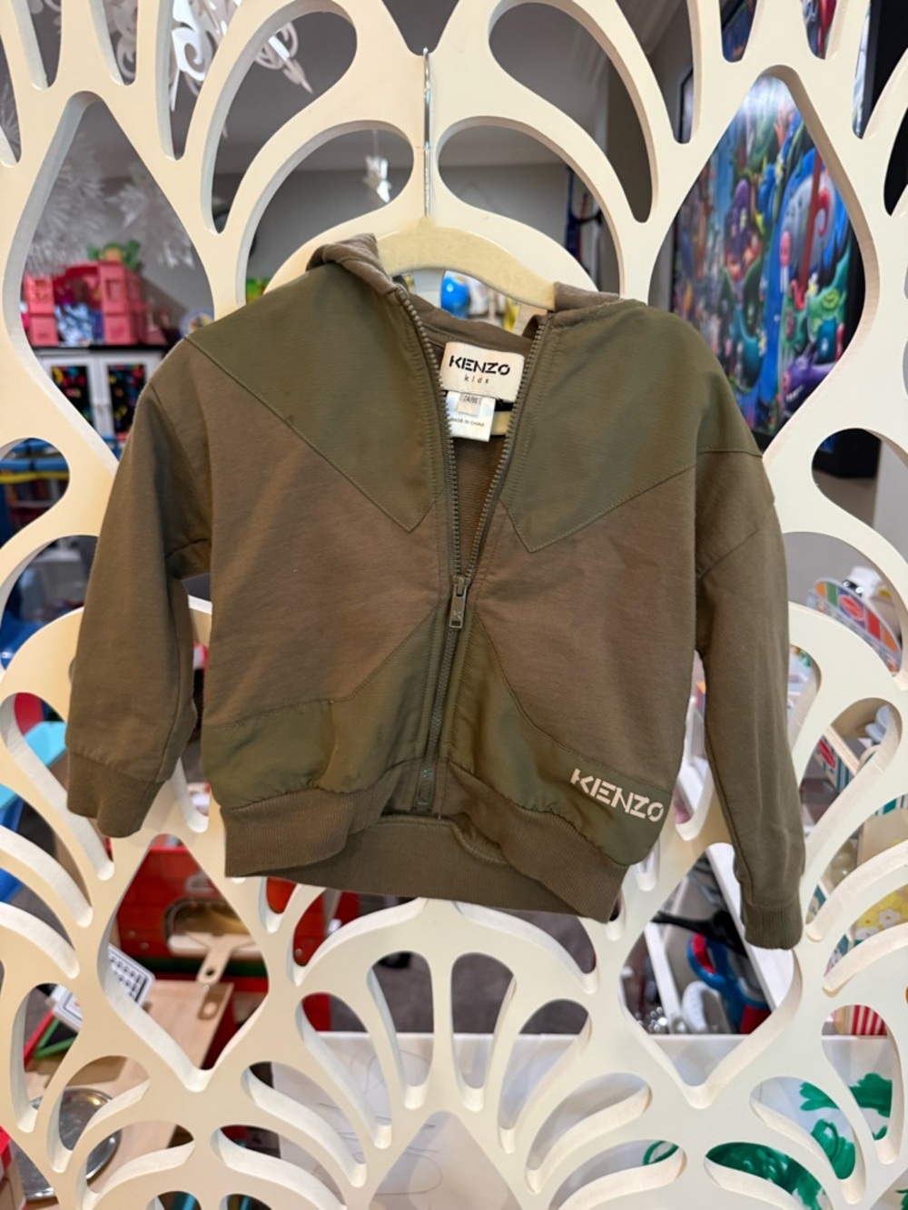 Kenzo Kids Olive Green Zip-Up Hoodie